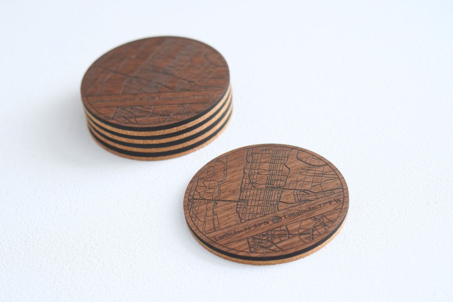 【Coaster】シティマップコースター｜Black Walnut