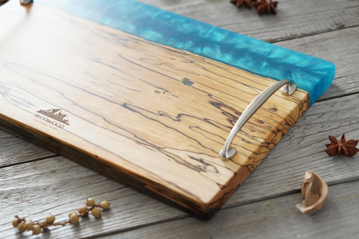 【Wooden Tray】レジン｜Spalted Maple　[W806]