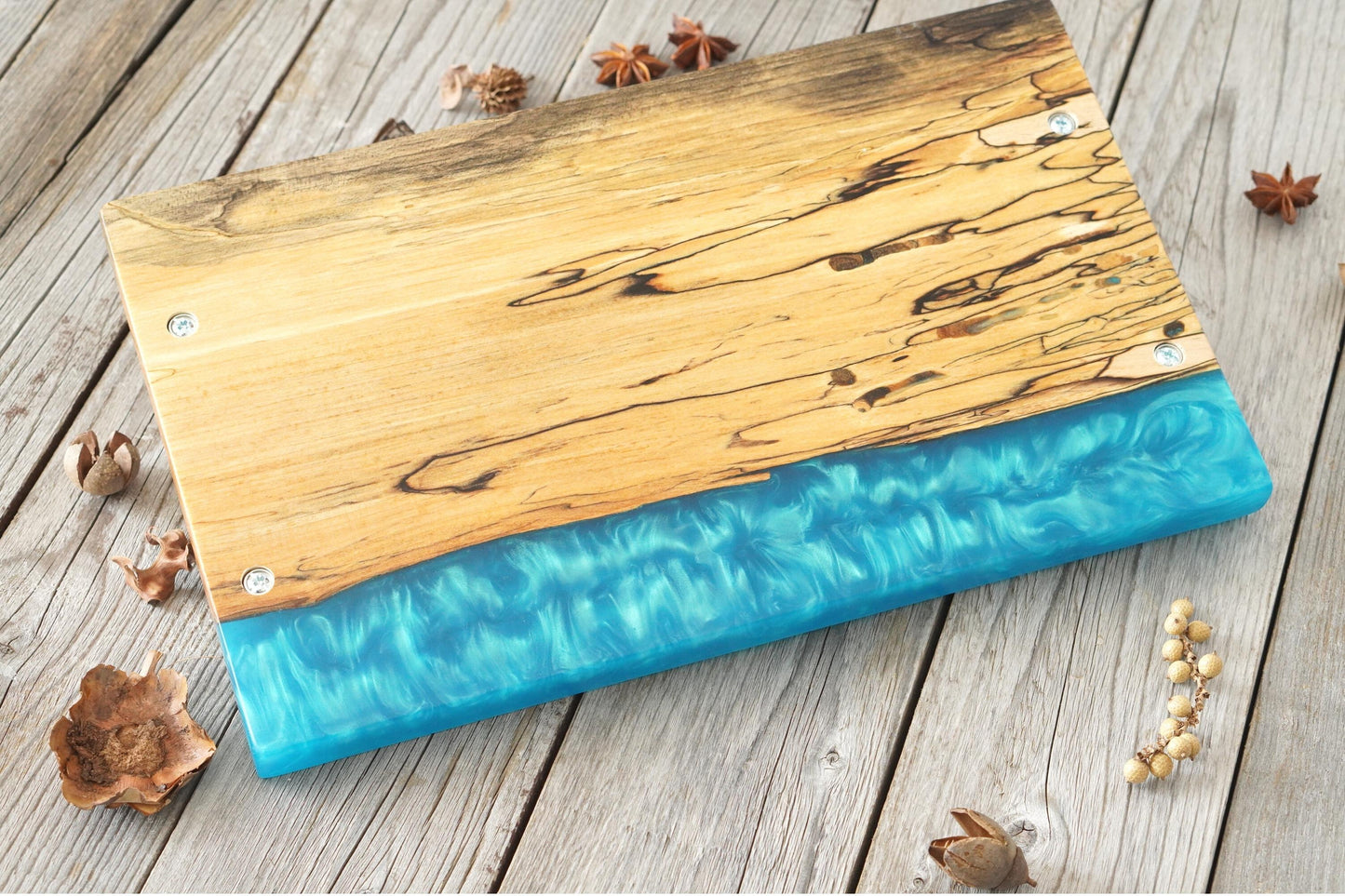 【Wooden Tray】Resin｜Spalted Maple　[W806]